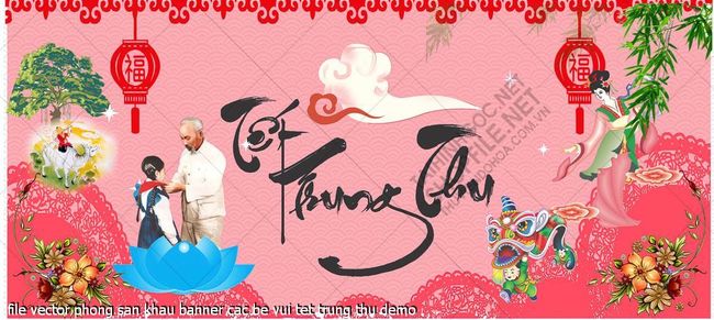 file vector phong san khau banner cac be vui tet trung thu